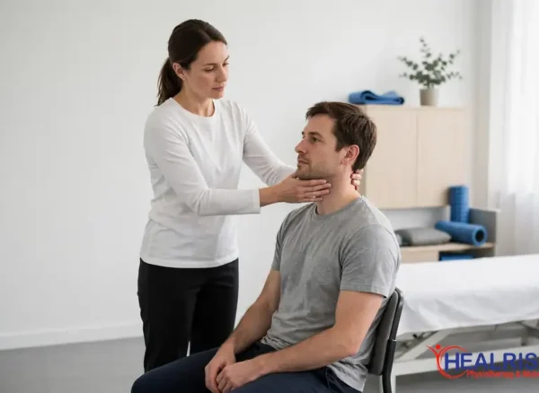 Headache physiotherapy in Morinville assessment of neck movement at Healrise